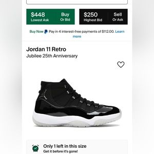 Jordan 11. 25th Anniversary size 6